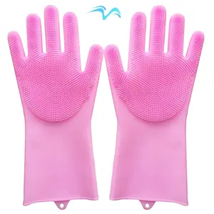 Silicone Dishwashing Gloves, Pet Grooming Rubber Scrubbing Gloves, Sponge Cleaning Brush for Housework, Cars, Dogs Kitchen Synthetic Household Purple