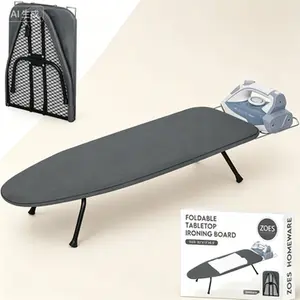 Folding Ironing Board with Heat Resistant Cover, Heavy Duty Small Ironing Board for Tabletop Use, 31.5x11.8x6.2 Inch Metal Mesh Panel Ironing Board with 100% Cotton 8mm Thicken Pad, Portable Iron Board for Easy Storage