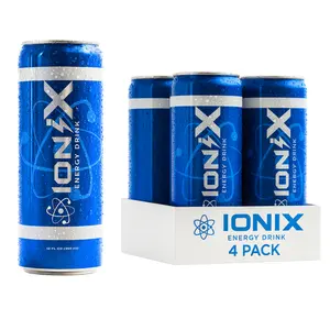 IoniX Energy Drink 12oz Can - 4 Pack of 12oz with L-Theanine Organic Agave Inulin & Green Tea Caffeine Pure Cane Sugar Natural Beverage