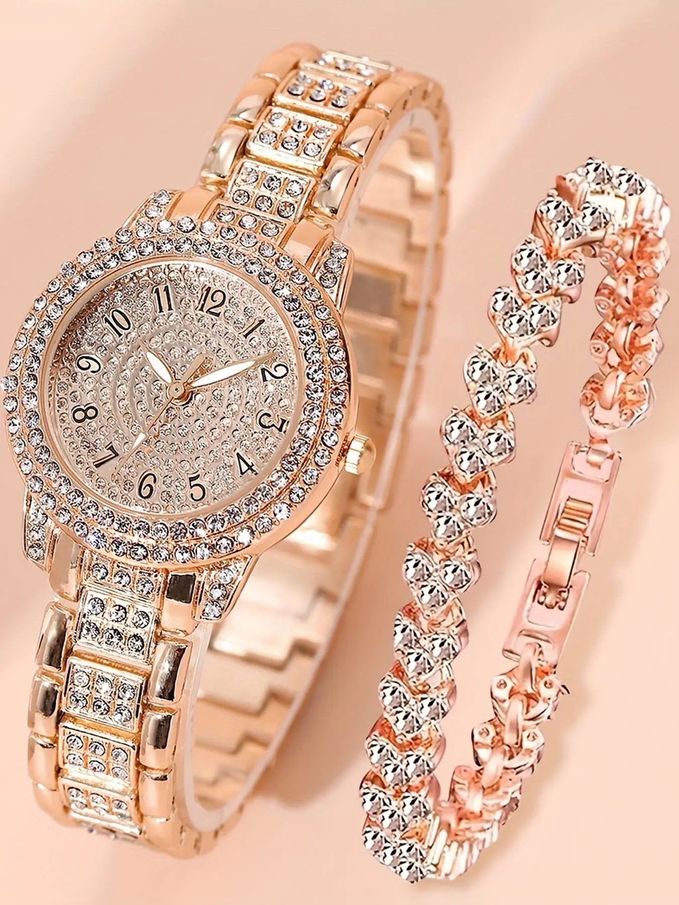 A set of two women's wristwatches and diamond bracelets Exquisite Watch Gift Set