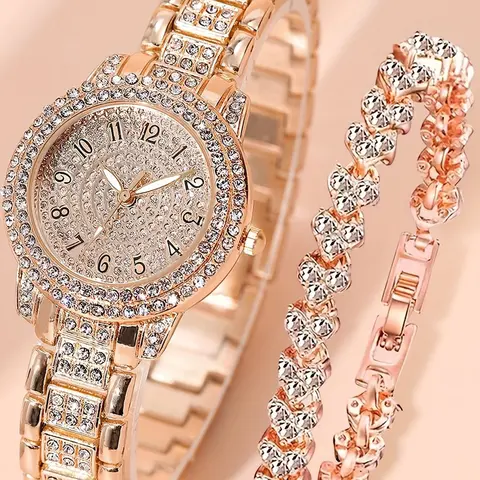 A Set of Two Women's Wristwatches and Diamond Bracelets, Exquisite Watch Gift Set