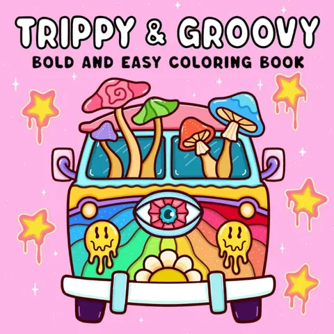 Psychedelic Adult Coloring Paperback Book - English, 40 Pages, 40 Wild Designs: Mushrooms, Alien Faces, Magic Worlds, Optical Illusions, Hallucinatory Patterns, Fantastical Characters, Mindbending Art for Relaxation & Artistic Expression, Funny Gifts