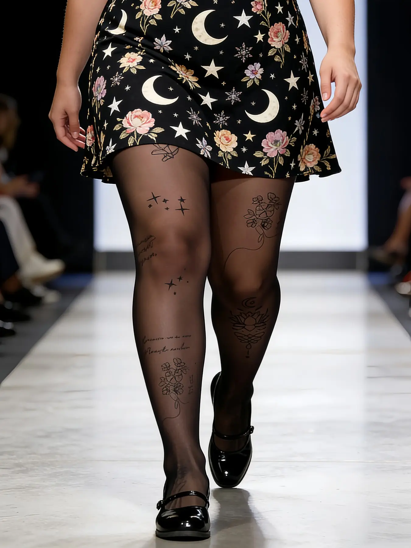 Women's Lotus Flower Printed Pantyhose, Elegant Floral Design, Perfect for Spring & Fall, Ideal for Everyday Use, Great Christmas Gift Option, Womenswear