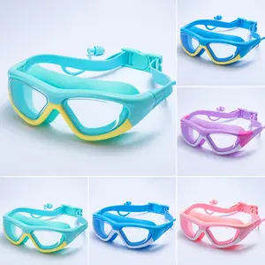 High-Definition Swimming Goggles, Silicone Anti-Fog Wide-Angle Large Frame, Sealed Waterproof Design, Includes Earplugs
