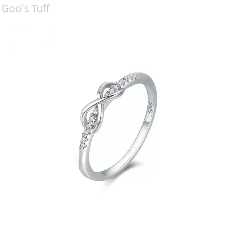 Women Ring Dainty inity Band Trendy Aesthetic S925 Sterling Silver Two Tone inity Zircon Stackable Ring Minimalist Thin Promise Ring Hypoallergenic Anti Tarnish Fine Jewelry For Daily Dating Anniveary Wedding Bridesmaid Gift For Teen Ladies