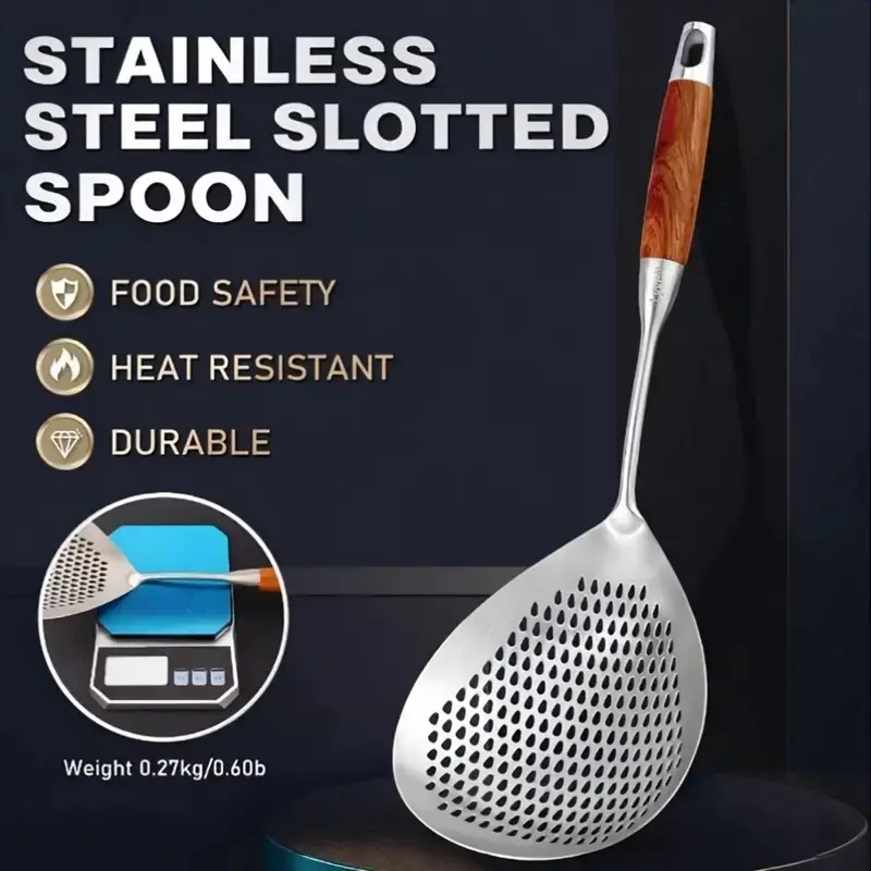 [Clearance Sale] Ultra-Fine Mesh Stainless Steel Colander - 2026 Upgraded Kitchen Utensils with Handle, Oil Filter Spoon, Drainage Hole Sieve, Fruit Washing Sieve, Mesh Fryer Strainer, Holes