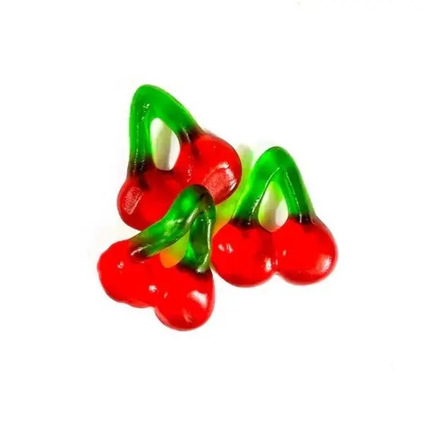 32 oz Gelatin-Free Natural Corn-Based Sugar Gummy Candies, Soft-Chewy Artificial Cherry-Flavored Happy Cherries, Bulk Cupboard Snacks with 24-Month Shelf Life for Valentine's Day