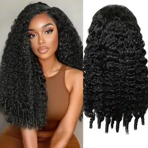 Bling Hair Full Burmese Curly 13x6 Lace Frontal Wigs with Finger Coily Ends Natural Color 180% Density Water Wave Virgin Human Hair Wigs Pre Plucked Natural Hairline
