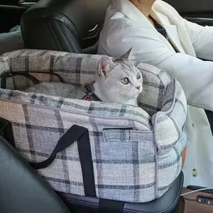 Cozy Pet Car Seat with Soft Plush Cushion, Winter Warmth Travel Carrier for Cats and Dogs, Vehicle Safety Resting Pad, Secure and Comfortable Travel Accessory