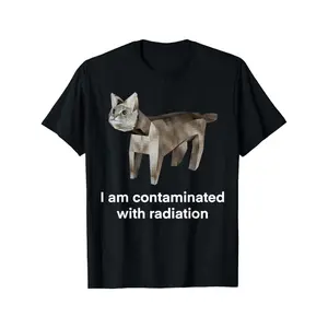 Am Contaminated With Radiation Funny Ironic Cat Meme Men's Short-Sleeve Crew Neck T-Shirt — Comfortable