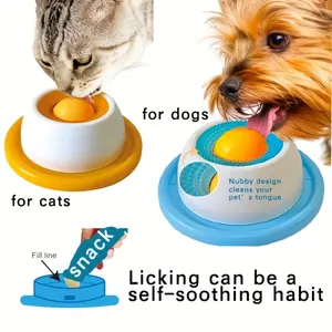 Pet Licking Mat for Wet Food/Yogurt - Slow Feeder Bowl & Dental Cleaner for Cats/Dogs | Non-Slip Base, BPA-Free & Dishwasher Safe