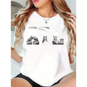 Women's ATL Atlanta Cityscape Graphic T-Shirt, Casual Streetwear for Atlanta Enthusiasts, Locals & Travelers 100% Cotton T-shirt