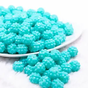 12mm Teal on Teal Rhinestone Bubblegum Beads