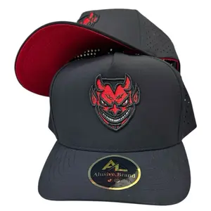 Alusive Brand La Chamukiza Hat with Red Devil Logo and Mexican Flag Side Navy Blue Cap