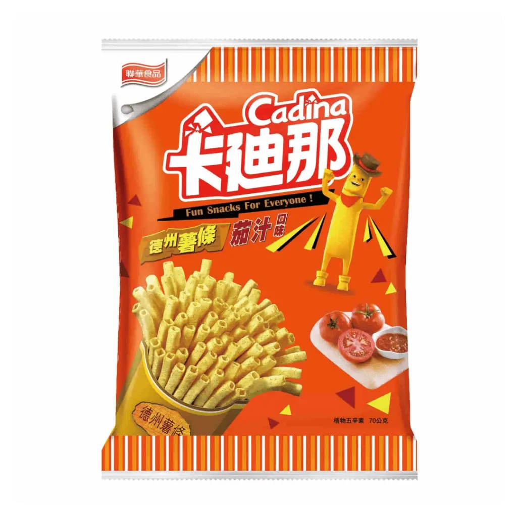 Cadina Texas Potato Chips - Ketchup Flavor with Bold Tangy Kick & Crispy Crunch, Salty Savory Crisps & Puffed Snacks Made with Potato Starch, 38g Ambient Tangy Snack Fix by Lian Hwa Foods for All Ages, Sweetness And Acidity