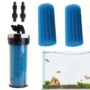 1Set PVC Aquarium External Filter Barrel, Pre-Filter for Freshwater and Saltwater Tanks, Non-Powered Fish Tank Accessory with Inlet/ Outlet Tubes