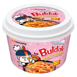 Samyang Buldak Tteokbokki - Spicy Carbonara Flavored Instant Meal with Chewy Rice Cakes & Creamy Cheese Texture 179g