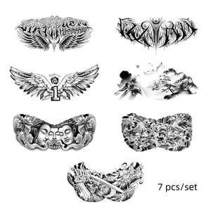 Angel Wing & Skull Pattern Temporary Tattoo Sticker, 7 Counts/set Waterproof Temporary Tattoos Long Lasting Fake Tattoo Sticker, Body Art Sticker for Adults