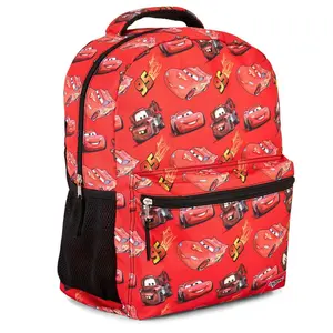 Cars Lightning McQueen Bookbag Backpack - Disney Pixar Lightning McQueen, Mater, Doc Hudson Allover Bag, Red