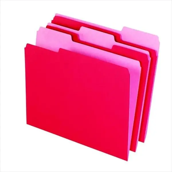 School Smart 015792 Reversible 11-pt Medium Weight Stock File Folder - 1-3 Cut, 2-Tone, Letter Size, Lighter Interior Shade, Greater Tab Visibility - Red, Pack of 100