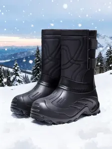 Warm Fleece Lined Snow Boots, Large Size Waterproof Anti-Slip Cotton Shoes, Comfortable Long Boot for Winter, Waterproof Wellington Boots