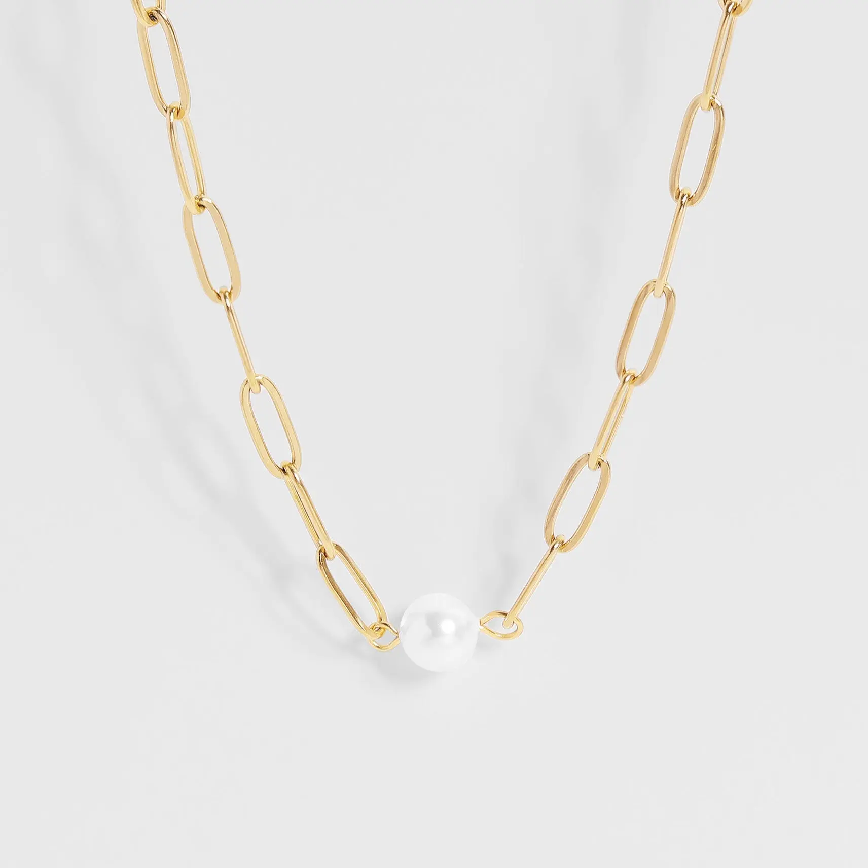 Paperclip Pearl Necklace