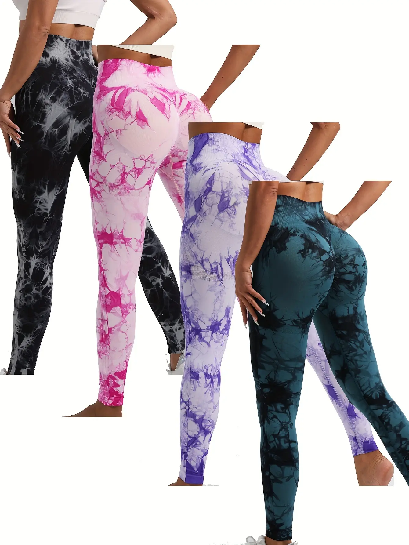 4pcs Tie Dye High Waist Sports Leggings, Running Workout Fitness YogaTight Pants, Women's Leggings Tights woman
