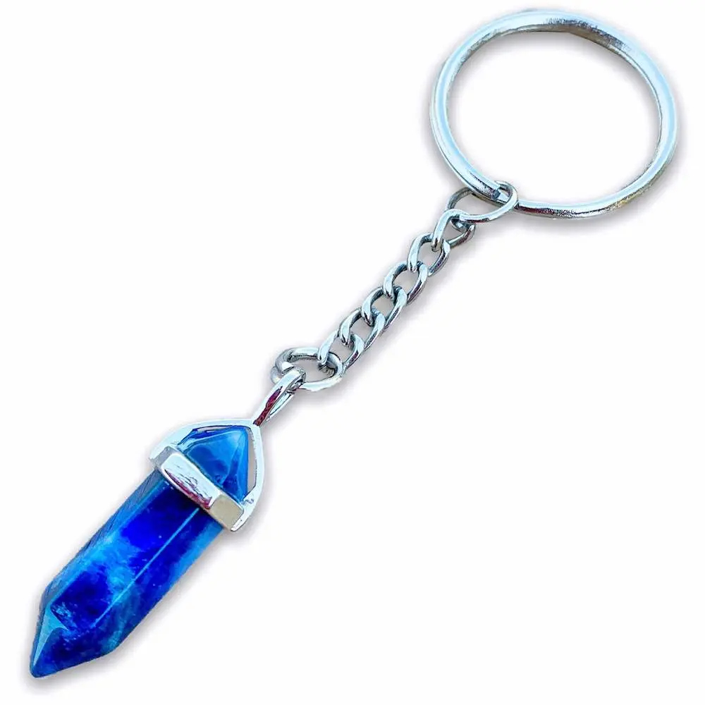Blue Sodalite Stone Double Point Keychain