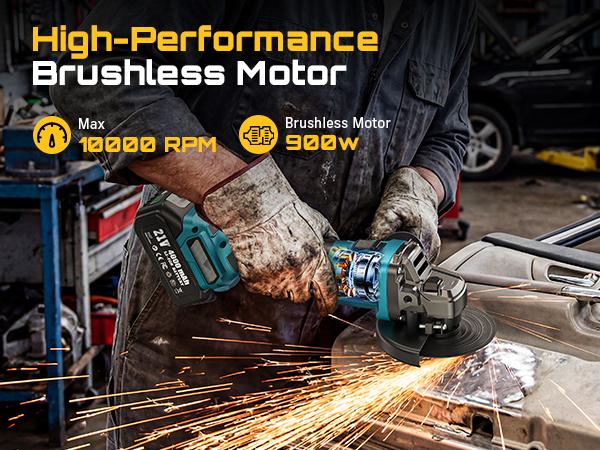SEESII Cordless Angle Grinder Kit with 2x4.0Ah Batteries, 10000RPM Brushless Electric Metal Grinder w/ 4-1/2" Cutting Wheel, Flap Wheel, and Wool Carving Wheel for Precision Cutting & Grinding#fathersdaygift fathersdaygift SEESII Cordless Angle Grinder Kit with 2x4.0Ah Batteries, 10000RPM Brushless Electric Metal Grinder w/ 4-1/2" Cutting Wheel, Flap Wheel, and Wool Carving Wheel for Precision Cutting & Grinding#fathersdaygift fathersdaygift