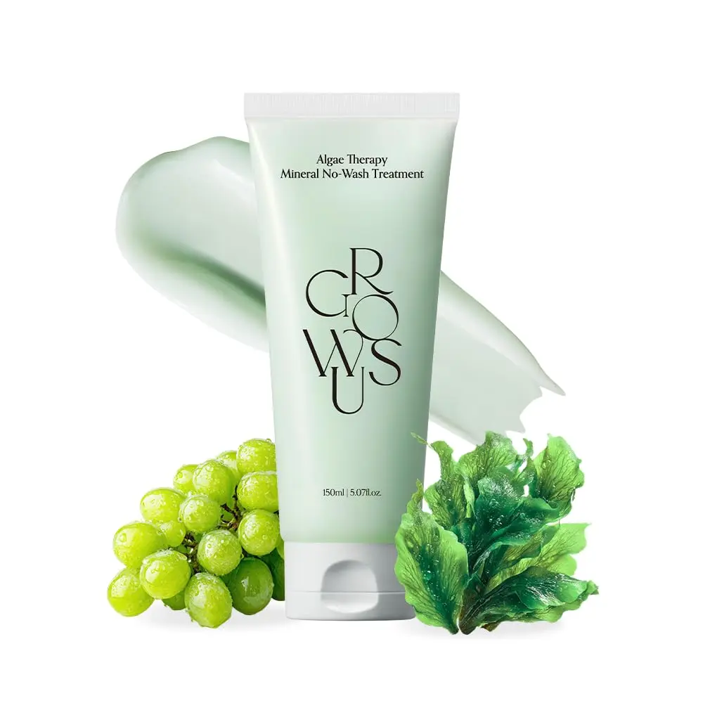 GROWUS Algae Therapy Mineral Non-greasy Leave-in Treatment (5.07 fl. oz. / 150ml) Anti-aging Deep Nourishing Hair Repair with Seaweed Complex Biotin Vegan PDRN for All Hair Types Dry Frizzy Coily Hair