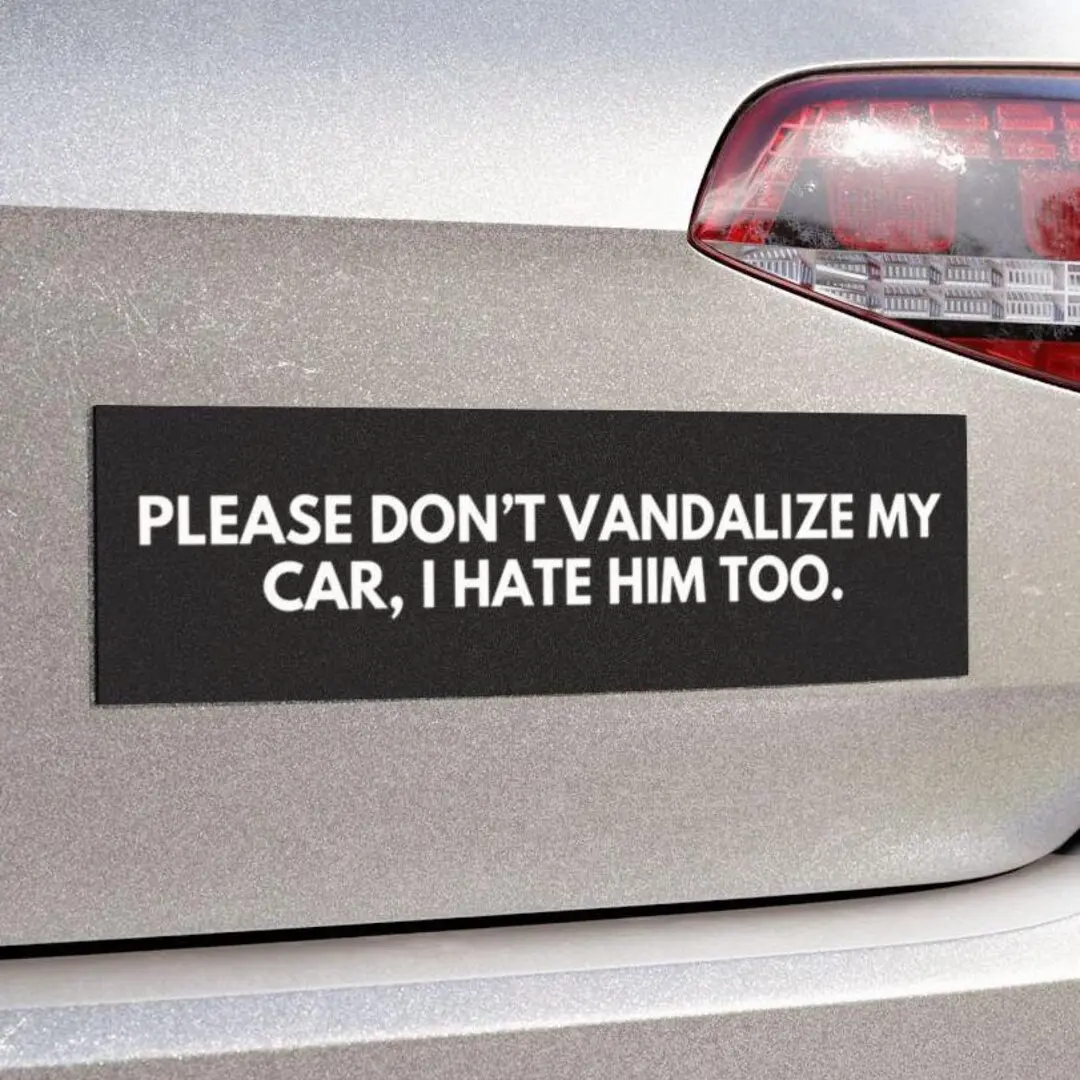 Don't Vandalize Tesla Car Magnet or Bumper Sticker, Anti Elon Musk MAGA Funny Auto Vehicle Decal Progressive Liberal Feminist Political Gift