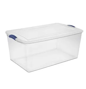 105 Quart Latch Box Clear Plastic Storage Bin with Clear Lid for Organizing and Storing Items Ideal for Home and Office Use