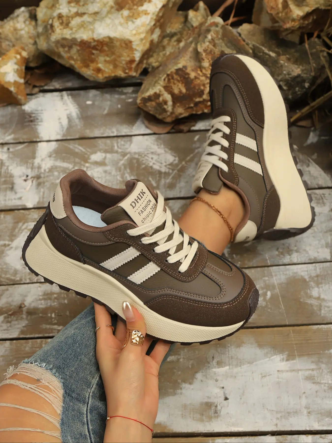 Women's Retro Argo Sporty Fashionable Thick Soled Trendy Sneakers, Stylish Sneaker, All Seasons Sneaker, Spring & Fall New Season All-Season Thick Sole Height Increasing Casual Shoes