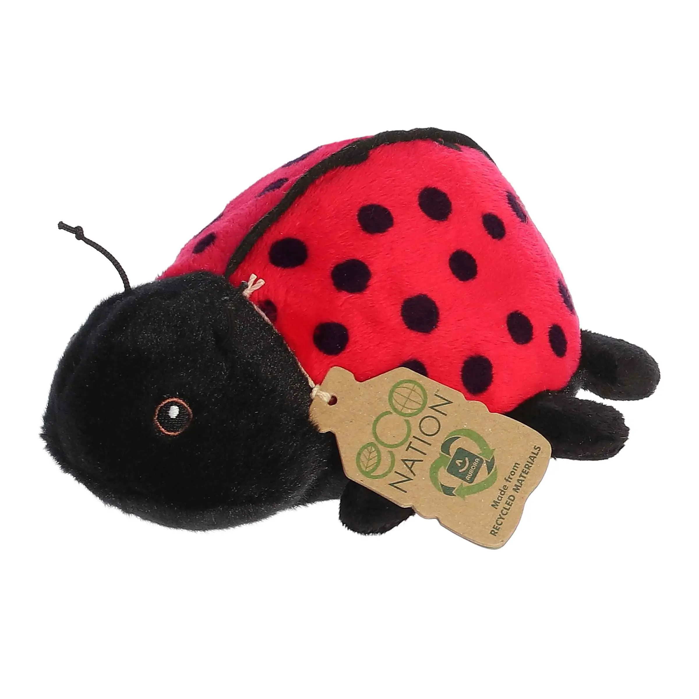 Aurora Eco Nation Ladybug Stuffed Animal 6 Inch – Eco-Friendly Red Plush Toy for Kids, Gifts and Playtime