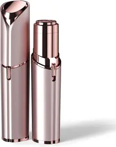 Facial Hair Removal for Women | Painless Electric Face Razor with LED Light | Instant Hair Remover for Peach Fuzz & Fine Hair | Mini Travel Shaver for Smooth Skin (Rose Gold)