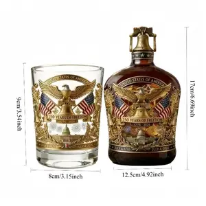 Patriotic 1776-2026 Classic Whiskey Aerator Set, American Independence Theme Bald Eagle Design Bottle Holder, Decorative Bourbon Kit for Home Bar, Parties, Gifts