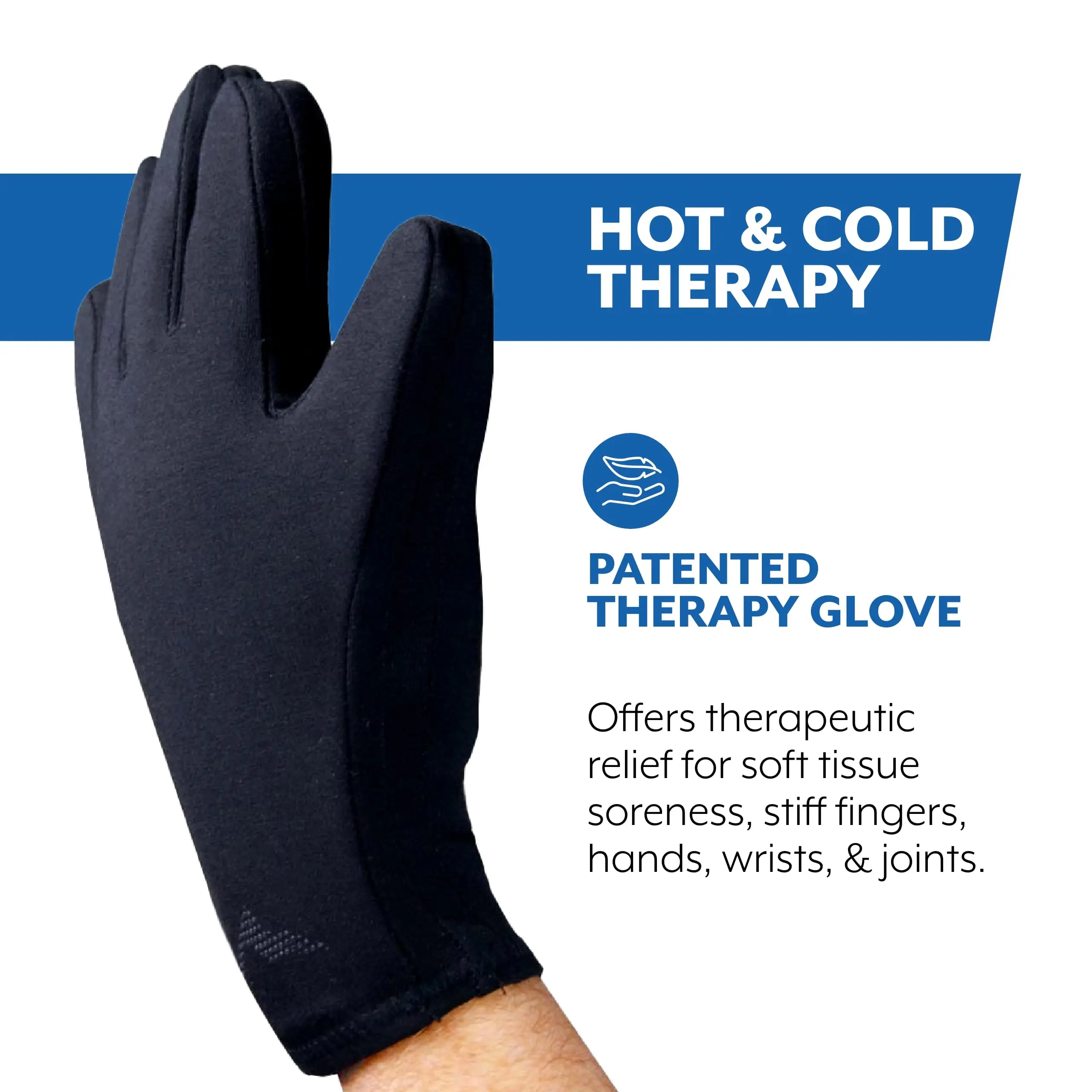 BrownMed Polar Ice Unisex Glove, Hand-Washable Plain Synthetic Design for Hot & Cold Recovery Therapy for Hands, Wrists & Joints, Hand Wash