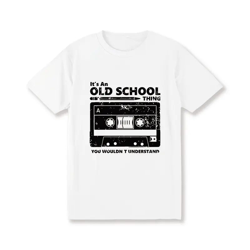 Men's Retro Graphic Cotton T-Shirt - "It's an Old School Thing" Vintage Cassette Tape Design, Soft Crew Neck, Casual Summer Tee, 100% Cotton, Machine Washable, Cotton T Shirts