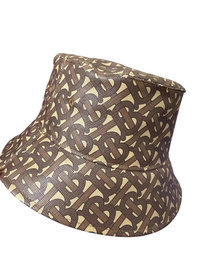 Pre-owned Burberry Monogram Print Bucket Hat Size Medium