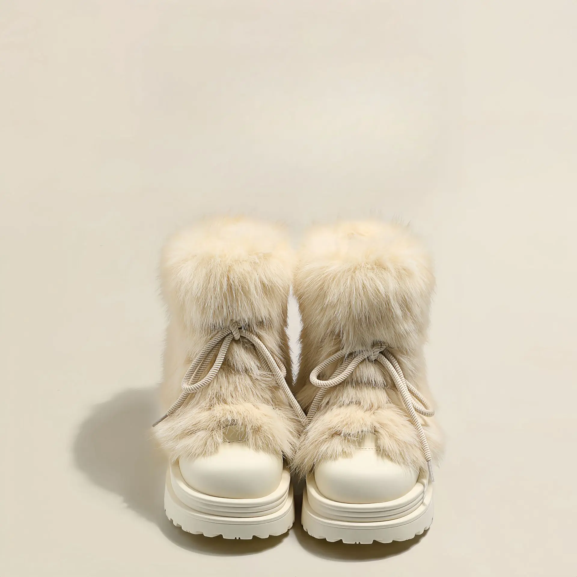 Women's Winter Warm Casual Round Toe Footwear - EVA Upper Fabric, Soft Inner Layer, Cute Plush Collar, Ultra-Comfortable Microfiber Insole, Slip-Resistant Rubber Sole, Plain Design Daily Walking Boots