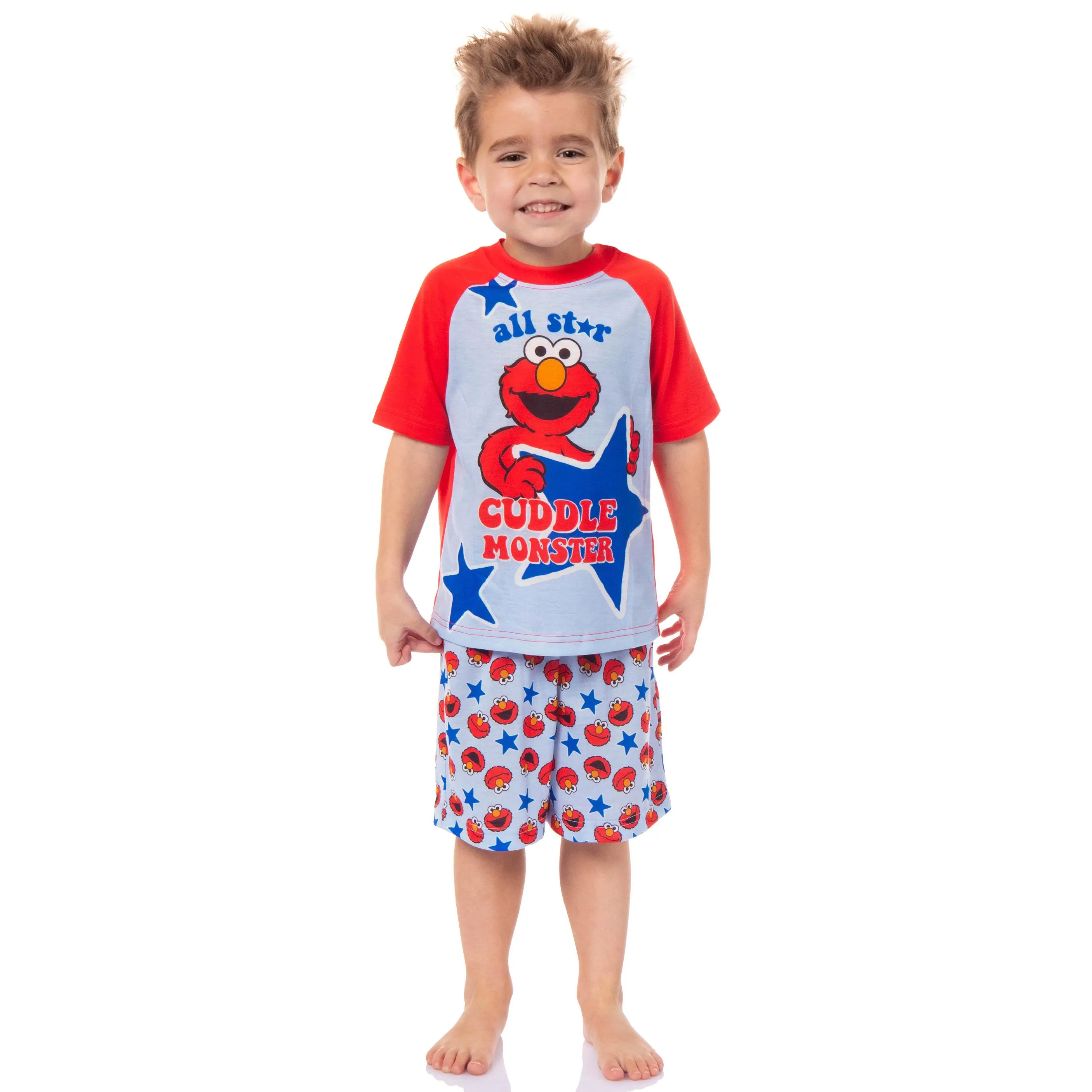 Sesame Street Toddler Boys' Elmo All Star Cuddle Monster Sleep Pajama Set Short