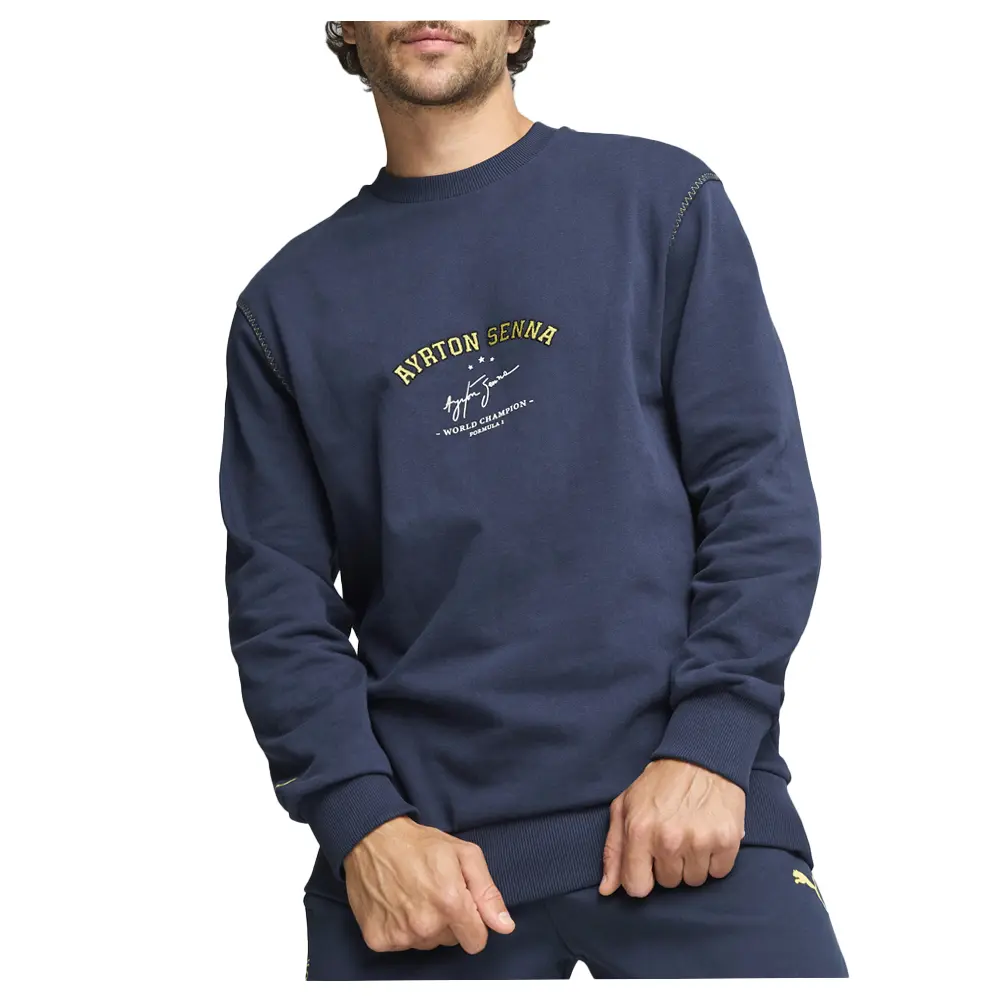 PUMA Mens Senna A Vida Embroidered Logo Crew Neck Sweatshirt Casual - Blue