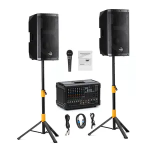EXOTON MX-P12 PA System with 2x12 Speakers, 10-Channel Mixer & Mic |Professional High-Powered Bluetooth PA System for Weddings, Concerts, Large Parties