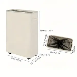 45L Rolling Laundry Basket with Lid, Space-Saving Clothes Storage for Home, Dorm or Laundry Room, Convenient and Private Design, Rolling Laundry Hamper, Wheeled Laundry Basket