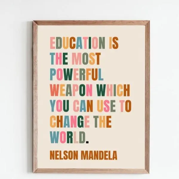 Nelson Mandela Inspirational Education Quote  , Wall Art, School Posters, Classroom Wall Decor, Inspiring Quote Print No Frame