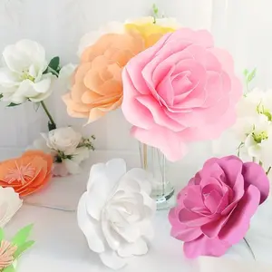 Large Pe Rose Foam Flower Head, Artificial Floral Wall Decor, European Style Wedding Backdrop, Window Display Background