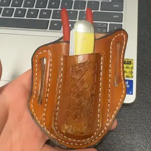 Hand Tooled Trapper & 4-5 inch knipex cobra Leather pouch sheath