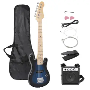 SUPERDEAL 30" Electric Kids Guitar With Amp & Much More Guitar Combo Accessory Kit Play Music Beginner - Blue