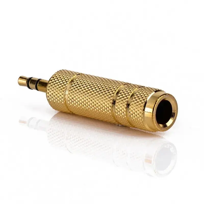 3.5mm 1/8" Male to 6.35mm 1/4" Female Stereo Audio Headphone Mic Adapter Converter