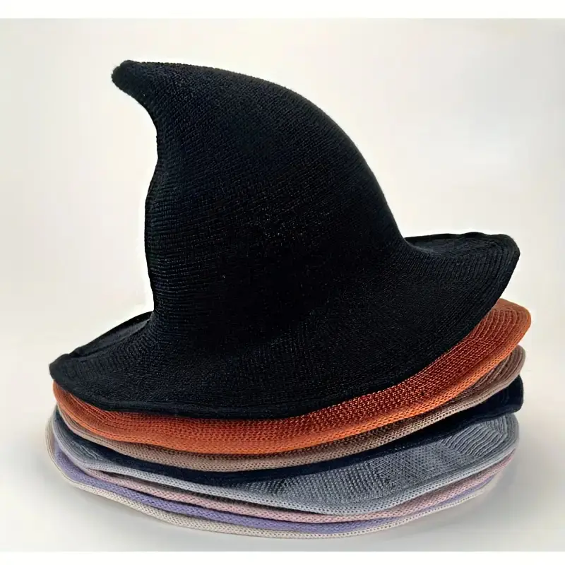 New Witch Hat Unisex Spooky Halloween Costume Cap, Knitted Wizard Hat for Men & Women, Perfect for Halloween Parties and Cosplay Events, Themed Headwear, Party Hats